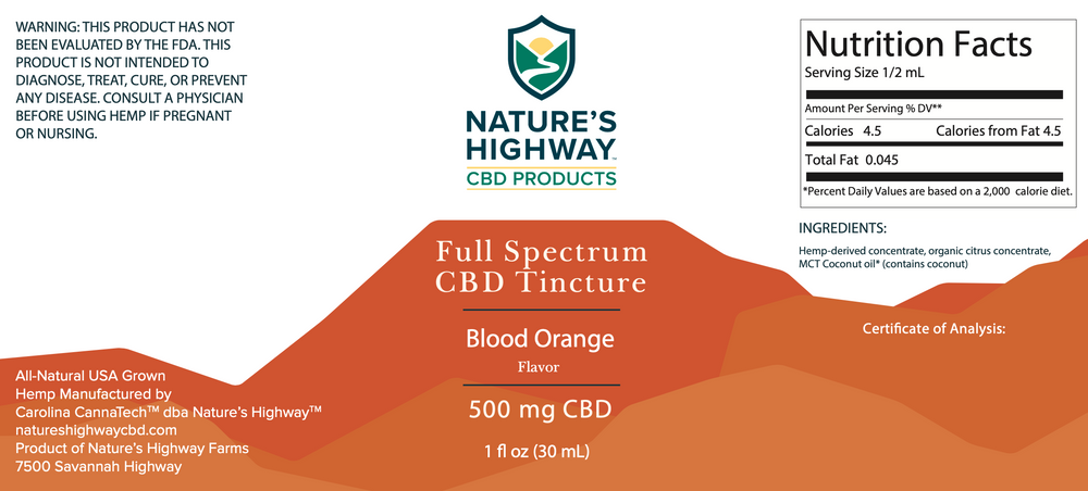 500mg Full-Spectrum Tincture- Blood Orange - Natureshighway.shop