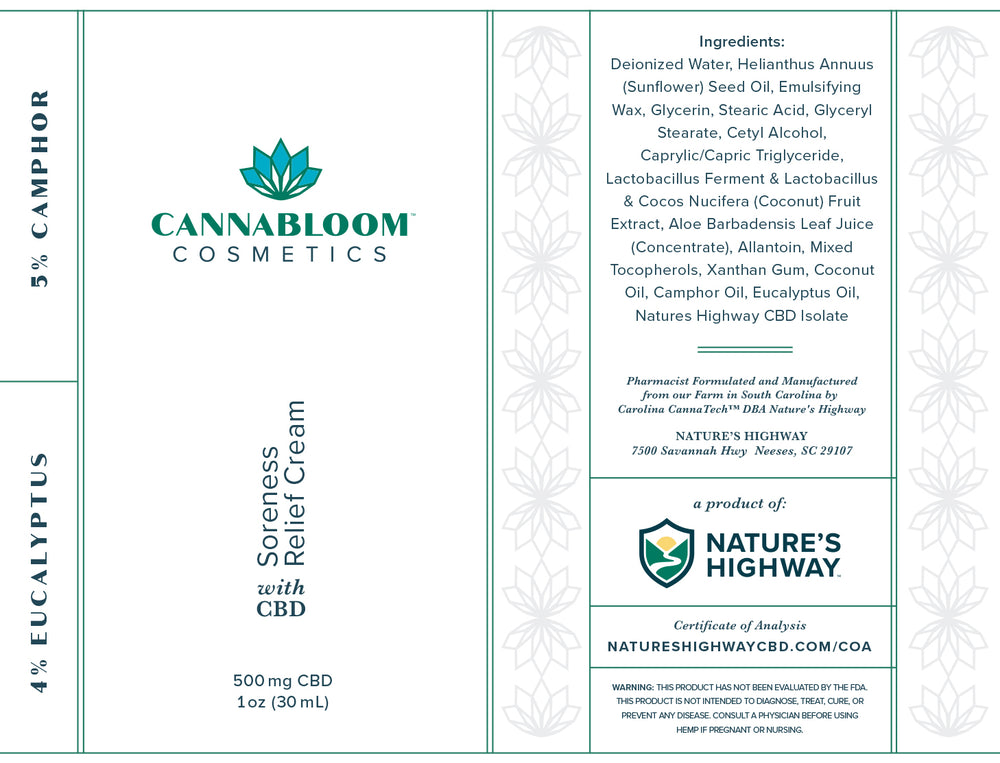 CannaBloom Soreness Relief Hemp Cream - Natureshighway.shop